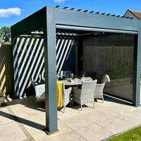 Anthracite Grey 3x3 Deluxe Metal Pergola with optional blinds