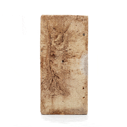 Single London Mixture clay paver standing upright and revolving, showing wide shape and natural colour. Free UK delivery available.