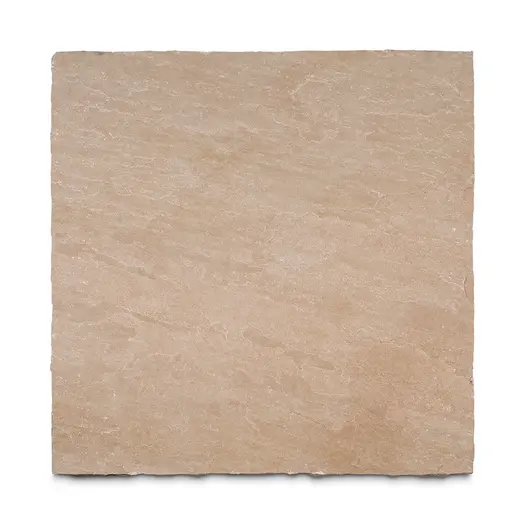 Single Camel Dust Indian sandstone slab seen from above, showing surface texture and sandy colours. Free UK delivery available.