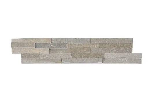 Graphite Sandstone Cladding panel, 4 blocks wide, showing variation in beige and grey colours. Free UK delivery available.