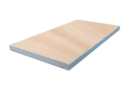 Angled view of Light Buff Smooth Sandstone Coping Stone, showing its slim 25mm pencil-round profile.