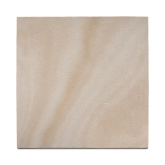 A slab of Light Buff sawn sandstone paving, seen from above, showing colours, markings and texture. Free UK delivery available.