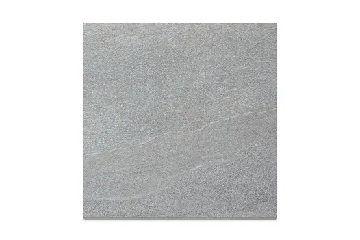 Close-up swatch of Overland Silver Porcelain, highlighting its soft grey tones and realistic stone finish.