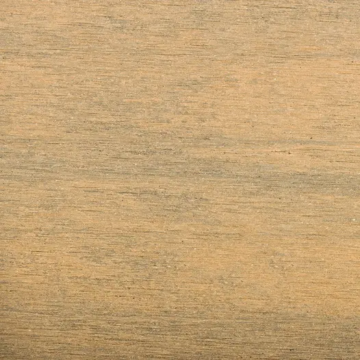 Warm Teak Brushed DesignBoard fascia swatch with golden-brown brushed woodgrain pattern.