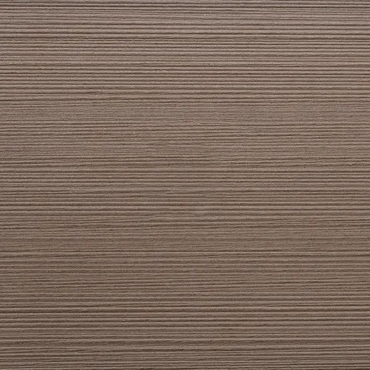 Close-up of square of Mocha DesignBoard composite decking plank, showing tones and lined texture. Free UK delivery available. 