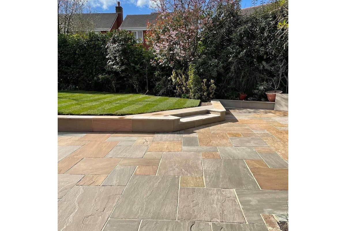 Raj Blend Indian Sandstone Paving 18-25mm Patio Pack | Cheshire Paving ...
